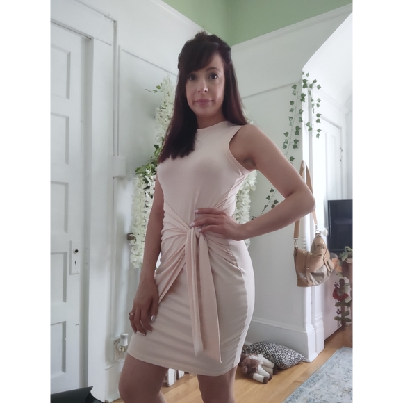 Apricot Tie Waist Dress - Picture 7 of 8